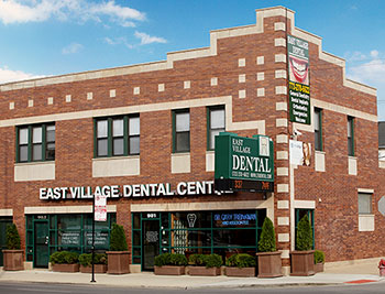 Outside building of East Village Dental Centre, dentists serving Chicago, IL near Noble Square and Wicker Park.